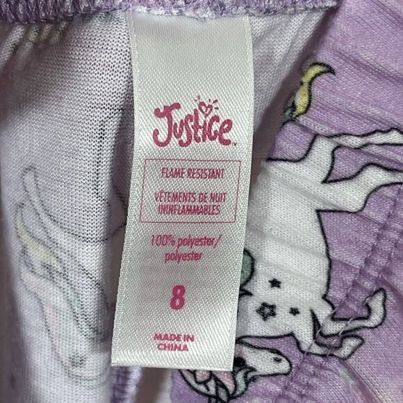 Justice Girls Sz 8 Pajama Pants Lounge Pull on Purple Unicorn Pjs Slumber - Picture 3 of 4
